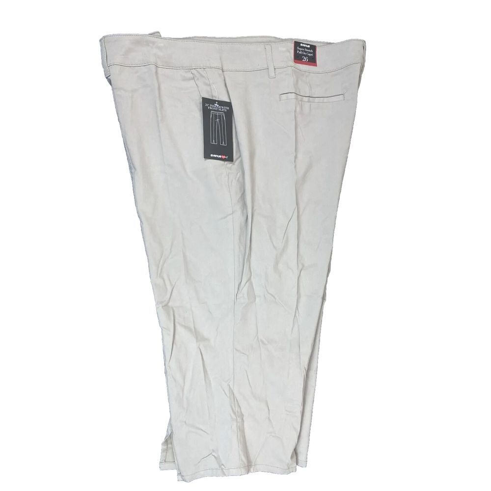 Avenue Khakis Womens Sz 26 Stretch Capri Pants Beige Tummy‎ Control Pants Slacks